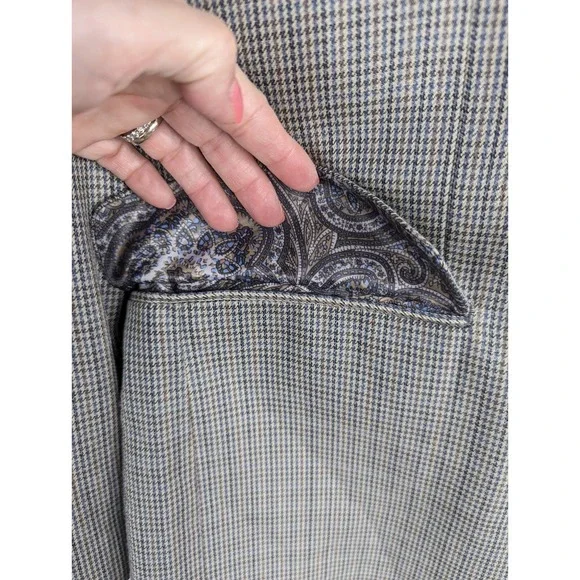 LAUREN Ralph Lauren Men's Houndstooth Sport Coat Silk Wool Jacket Sz 42L Paisley - Picture 6 of 15